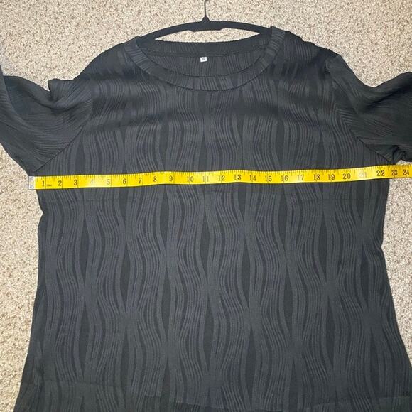 Chico's - Black Textured Quarter Sleeve Top - XL - Picture 10 of 14